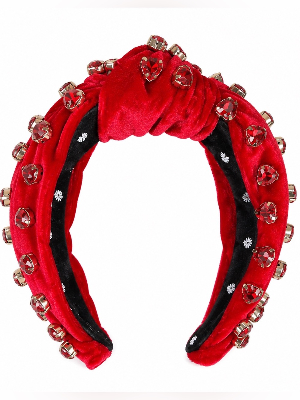 Lele Sadoughi Red Jeweled Velvet Knot Headband